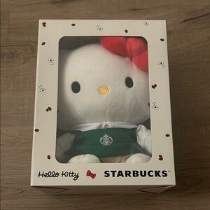Starbucks Hello Kitty Plush with Red Bow and Green Apron